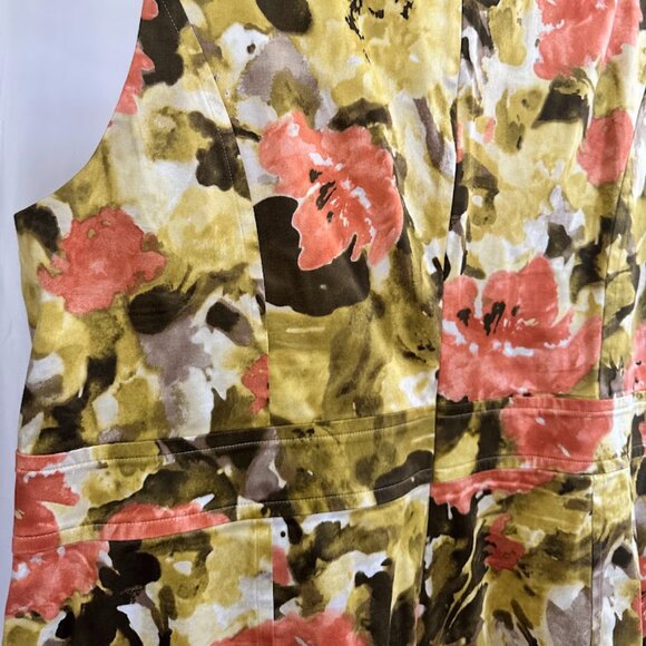 Anne Klein Women's Plus 22W Green/Peach Floral Dress - Picture 3 of 8
